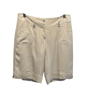 White House Black Market Silk Shorts Cream Classic Pockets‎ Lined Size 4 Bermuda